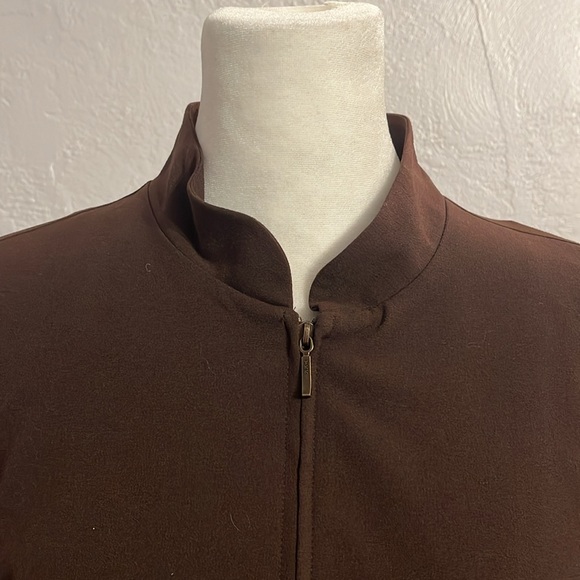 NWT Preswick & Moore Petite zippered Blazer, Brown Sz 10P - Picture 2 of 8